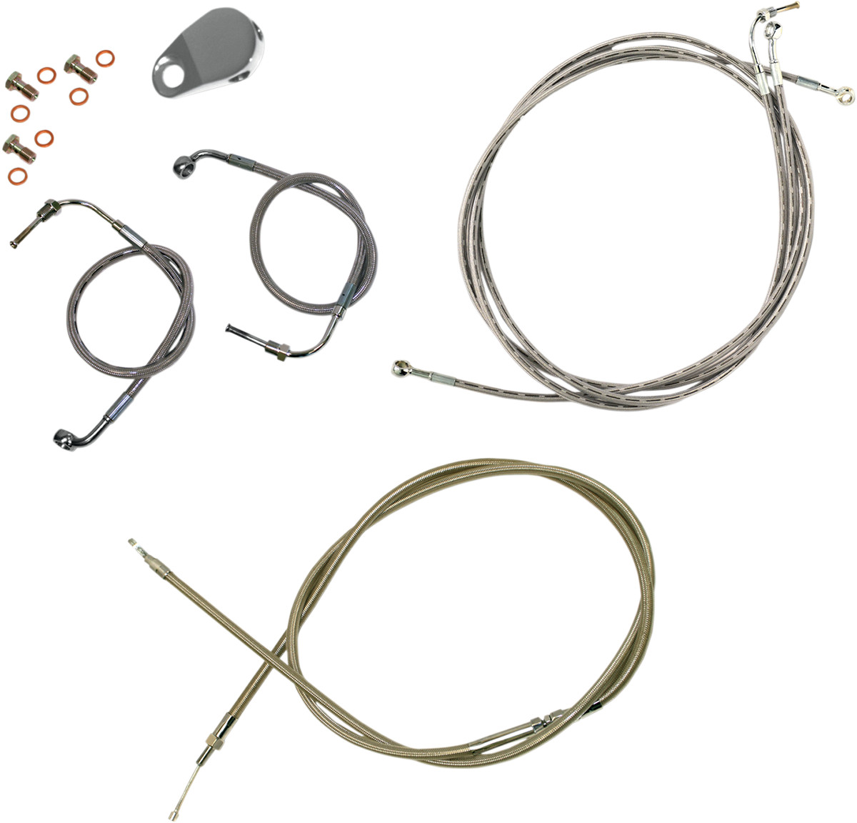 LA Choppers Stainless Braided Cable Brake Line Kit LA-8051KT-16 15-17 FLH