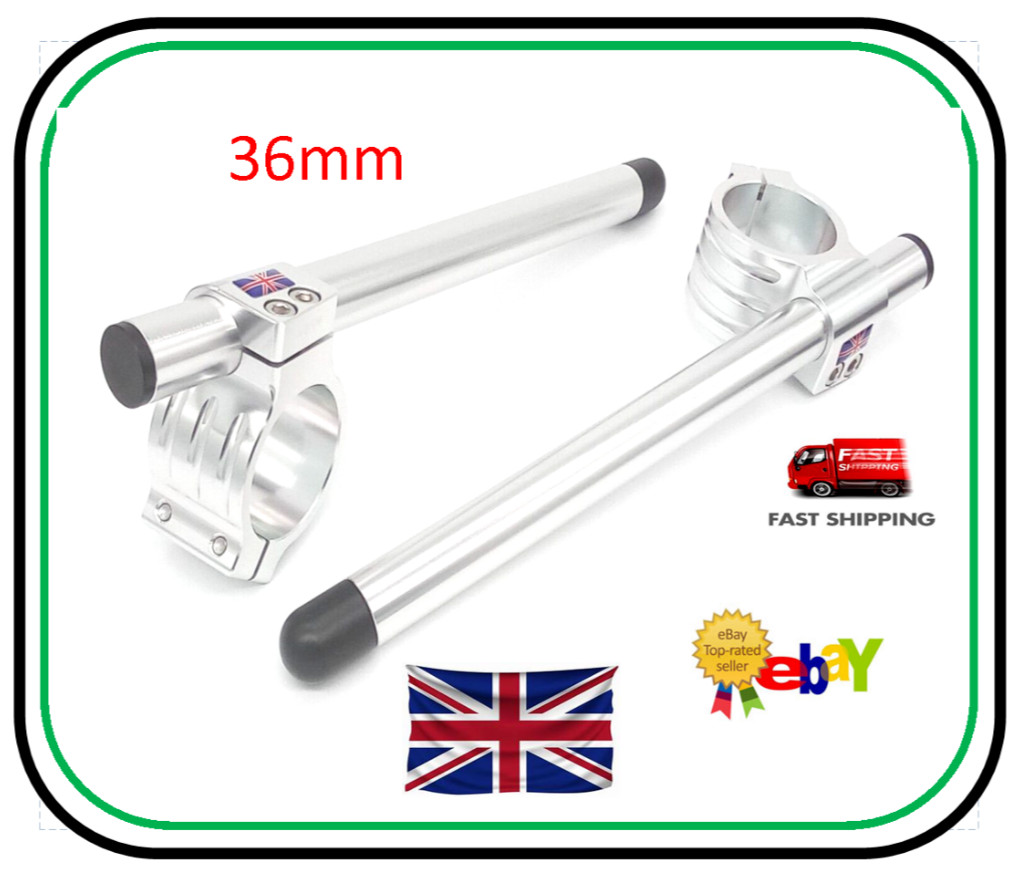36mm Clip Ons Handlebars Fork Tube Motorcycle SILVER/(ALLOY) – UK SELLER