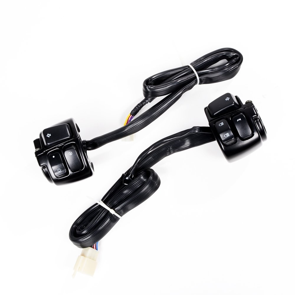 Motorcycle 1″ Handlebar Control Switch Button Switches w/ Hand Grips for Harley