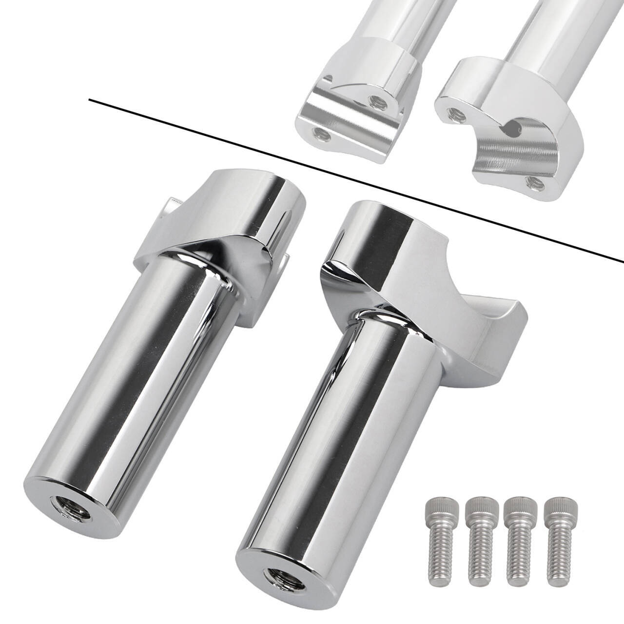 Chrome 4″ Tall Straight Handlebar Risers For Harley Low Rider Road King Softail