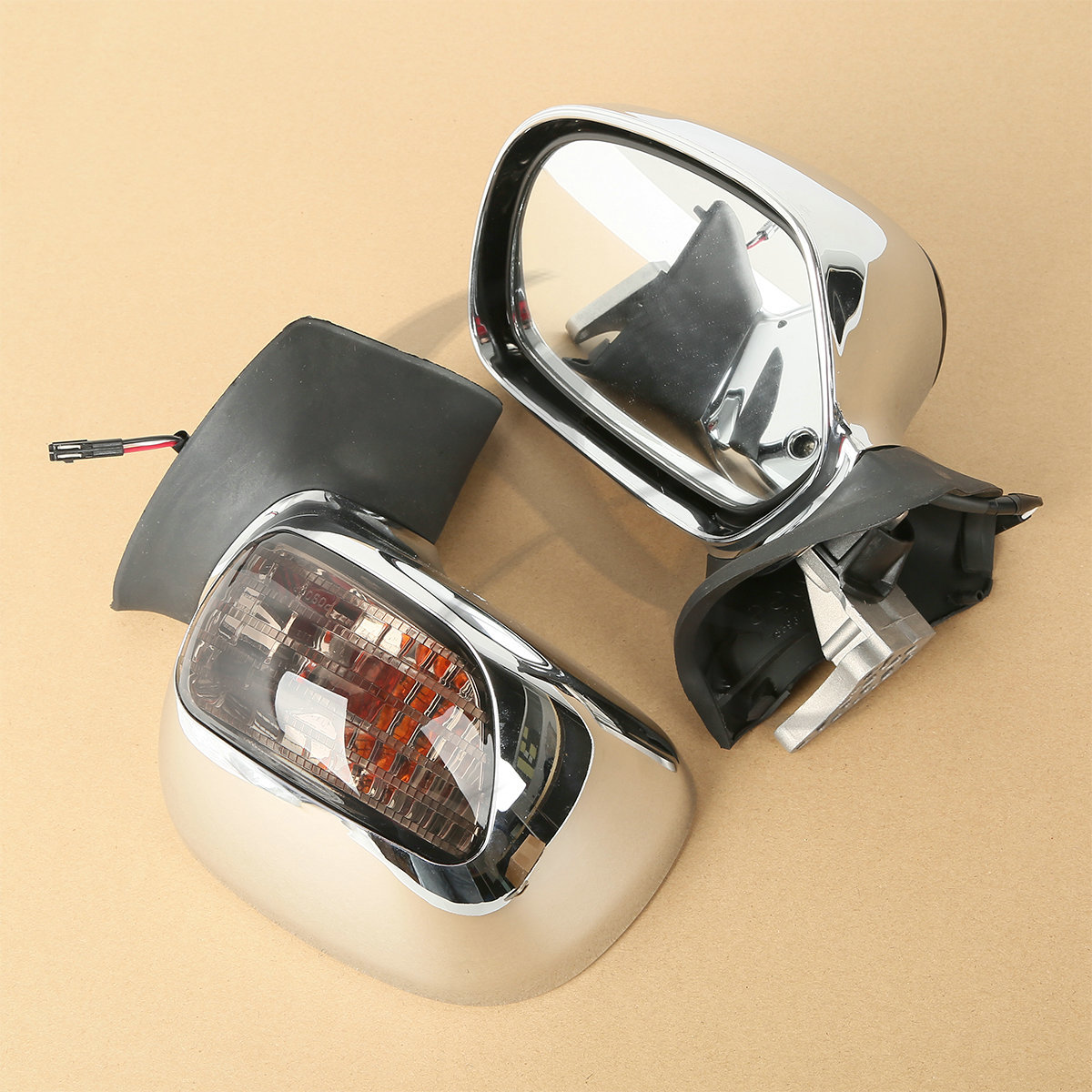 Rear View Mirrors With Turn Signals Fit For Honda Goldwing GL1800 01-17 Chrome