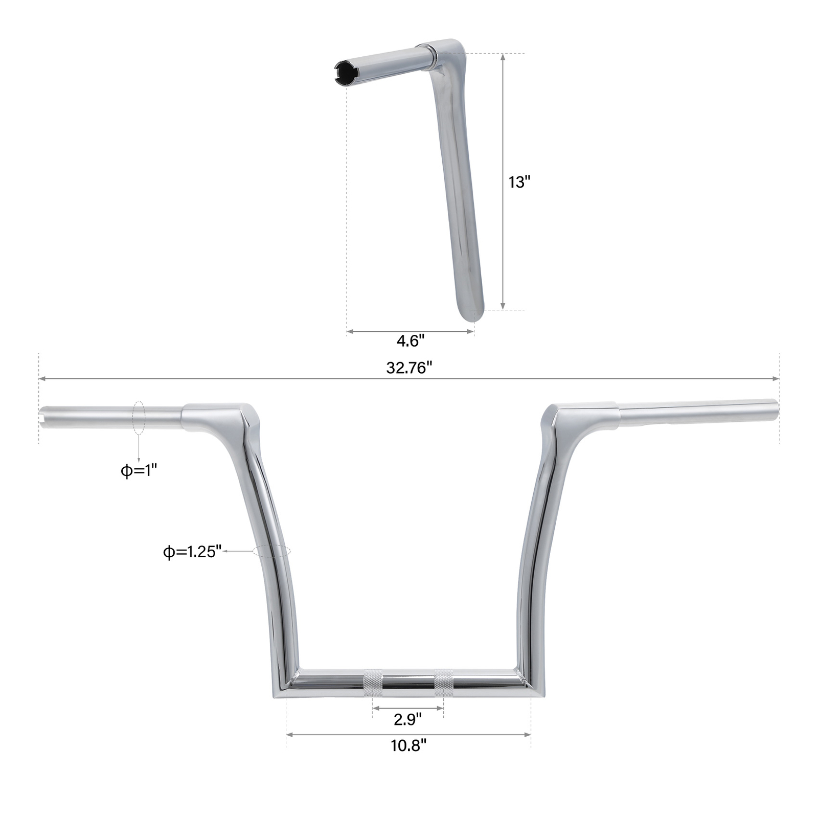 13″ Rise Ape Hanger 1.25″ Handlebar Fit For Harley Road King 2015-2025