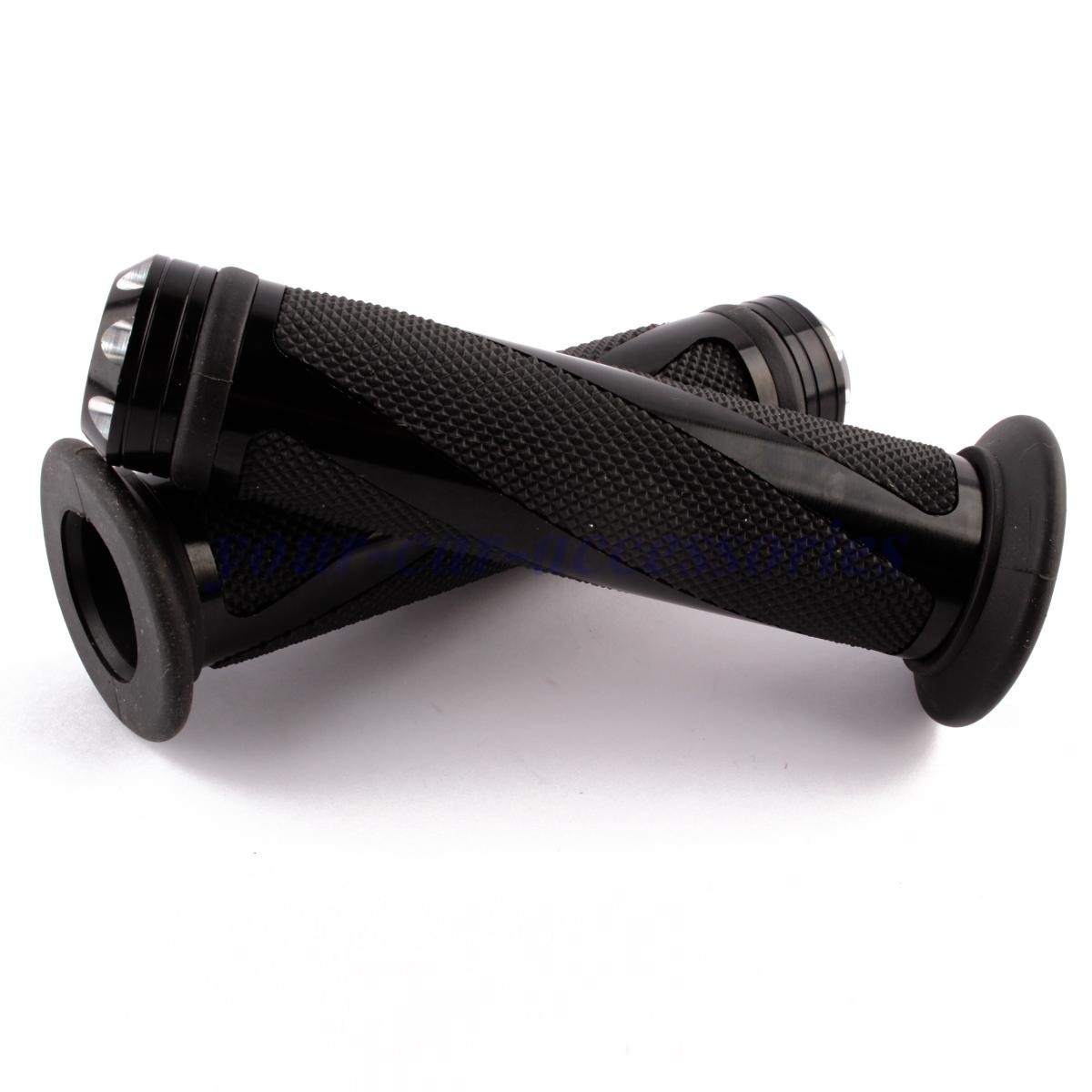 BLACK WHIRL ALUMINUM RUBBER 7/8″ HAND GRIPS FOR Kawasaki Ninja 250R 300 500R GPz