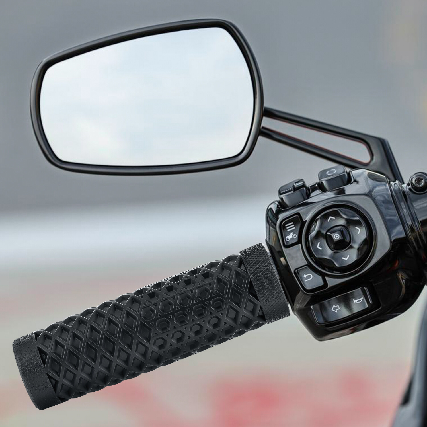 1″ 25mm Motorcycle Handlebar Rubber Hand Grips Black For Harley Bobber Chopper