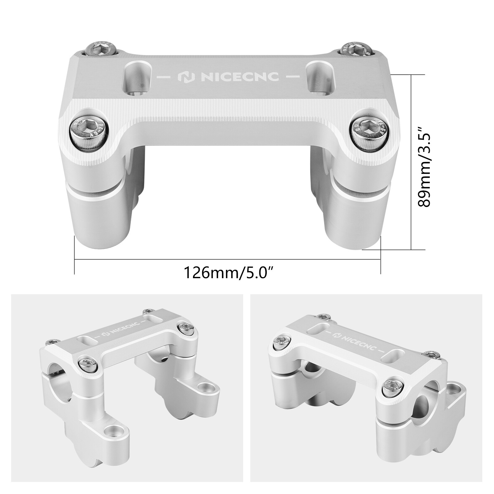HandleBar Riser Clamp Adapter Sliver For BMW R1200GS 2013-2018 R1250GS 2019-2023