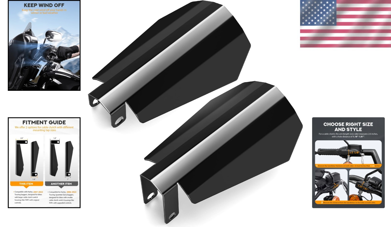 Durable Stainless Steel Coffin Cut Hand Guards for Harley Motorcycles 2007-2023