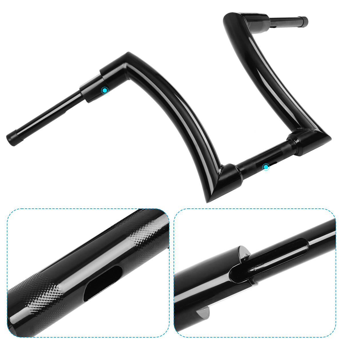 14″ Black Rise APE Hanger Handlebar 2″ DNA Monster Fat Bars For Harley Touring