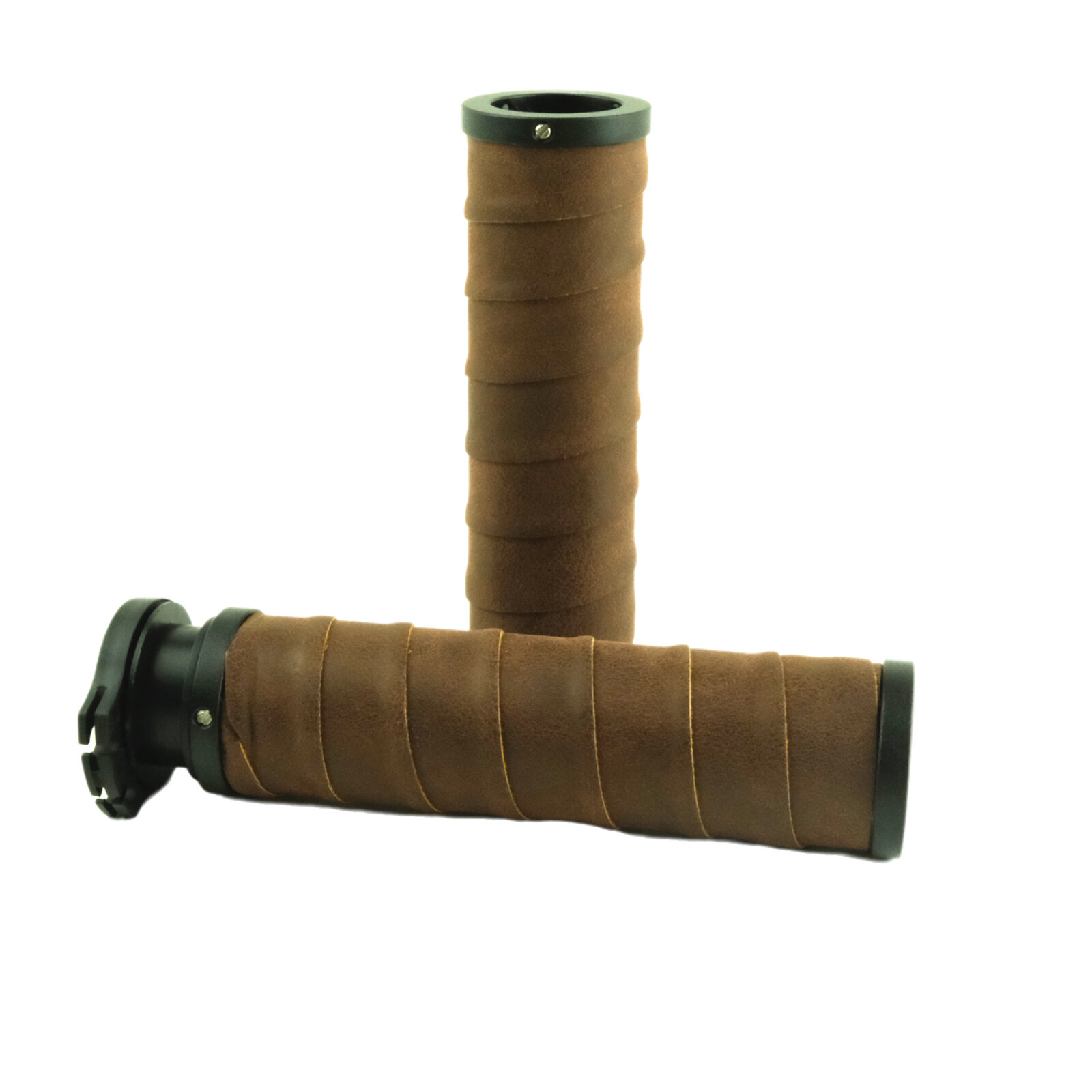 22mm 7/8 inch Vintage Motorcycle Handlebar Grips Open End with Retro PU Leather