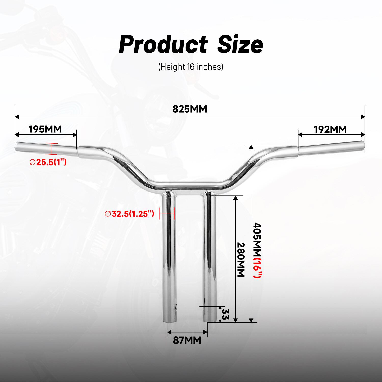 10/12/14/16/18″ Motorcycle MX-T Bars Handlebar For Harley Sportster 883 Softail