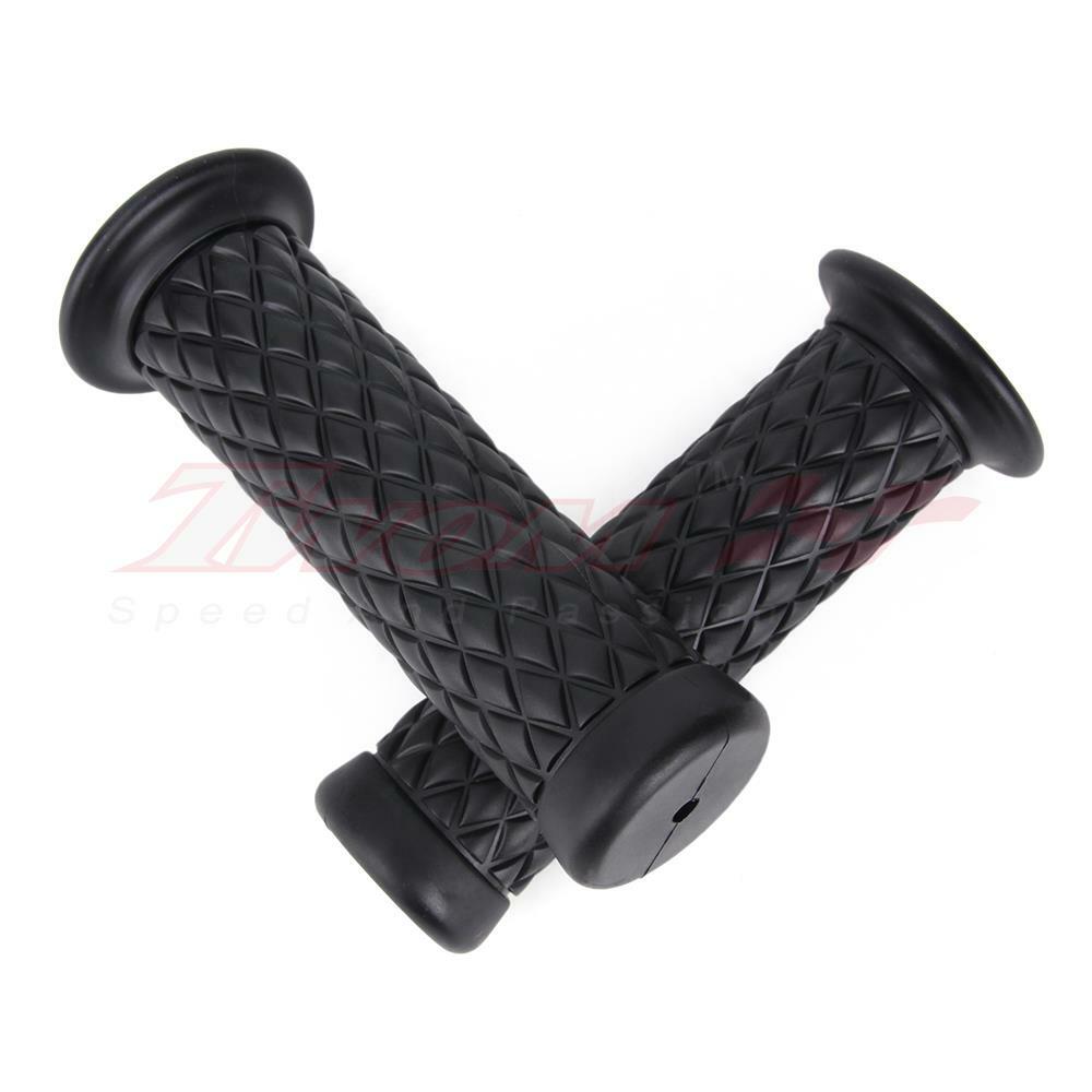 Pair 7/8″ 22mm Motorcycle Rubber Handlebar Hand Grips Bar For Bobber Cafe Racer
