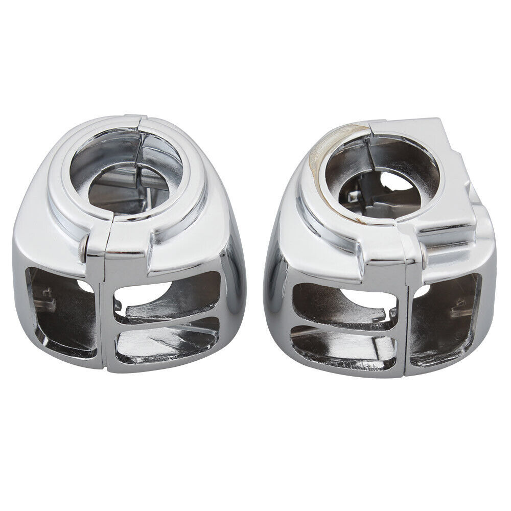 Chrome Handlebar Control Switch Housing Cover + 6x Cap Buttons For Harley 96-13