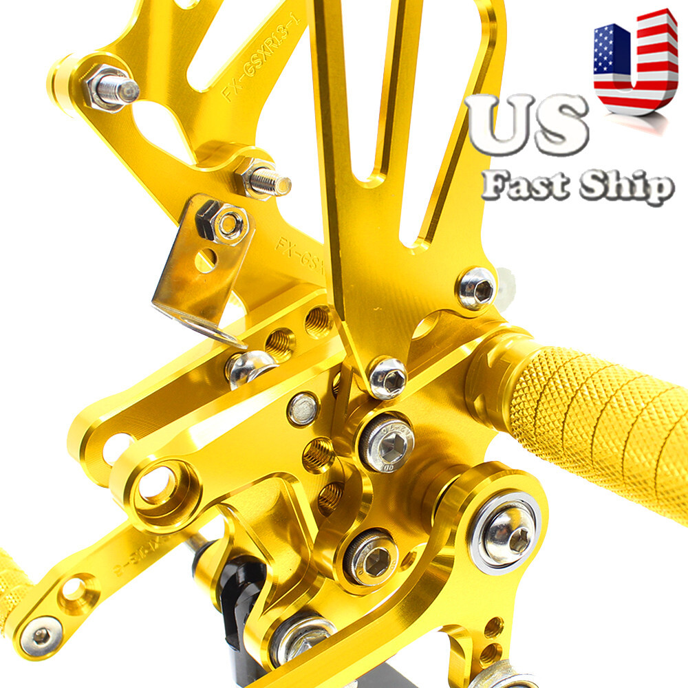 USA CNC Billet Aluminum Foot Rest Rearset Fit SUZUKI GSXR600 2000 2002-2005 Gold