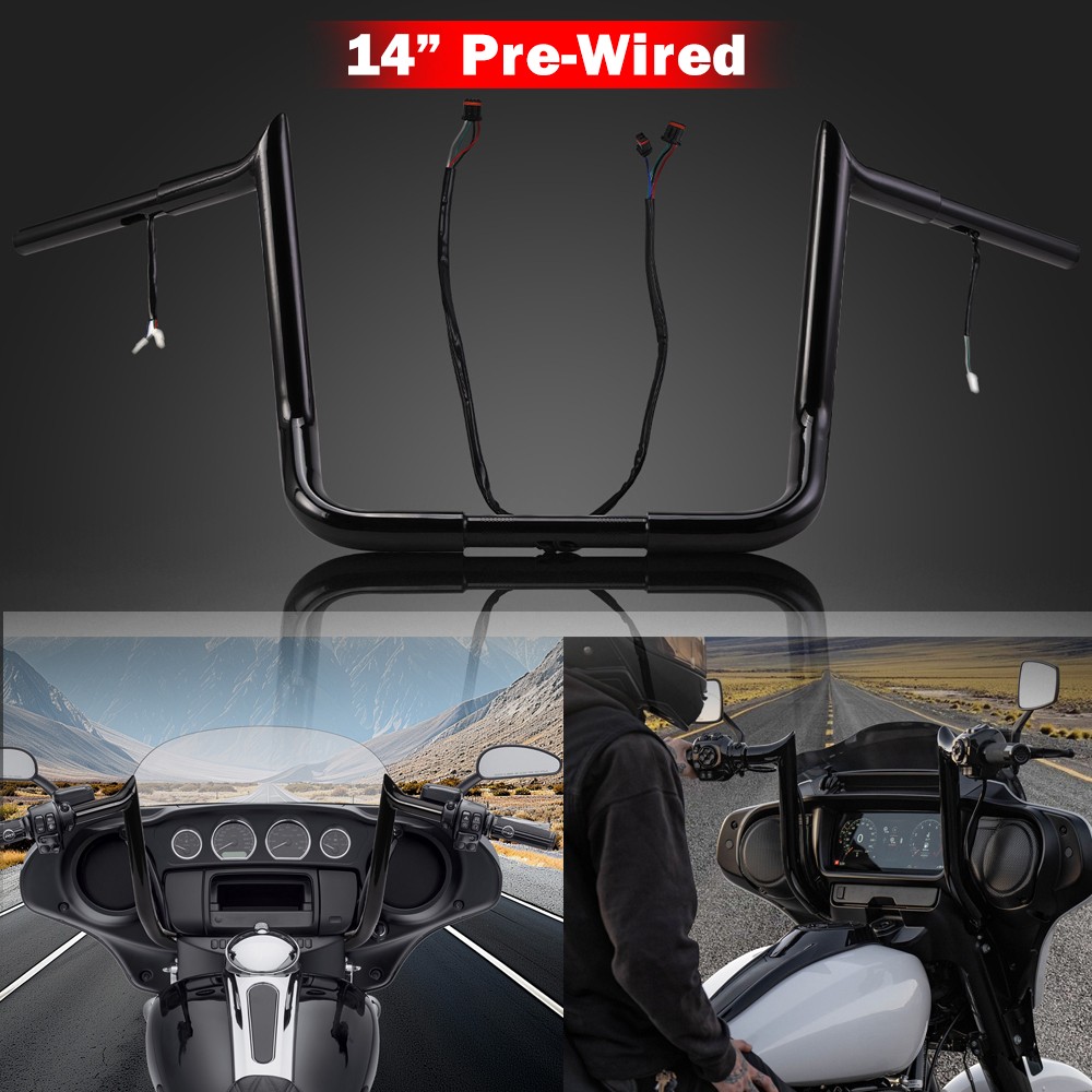 10″ 12″ 14″ Prewired Bars Meathook Apes For Harley Electra Street Glide Special