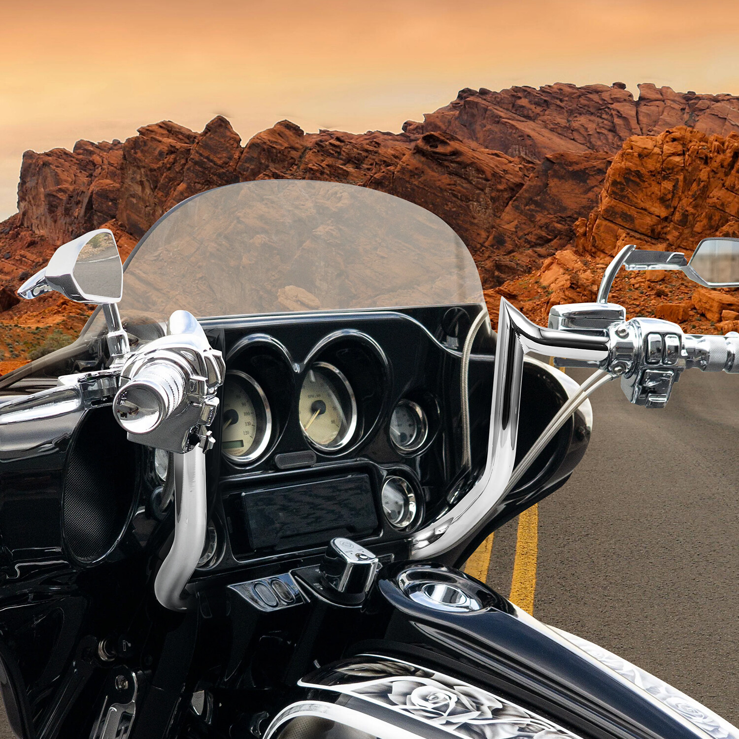 Rise 10″ Monkey Bagger Ape Meathook Handlebar For Harley Electra Street Glide
