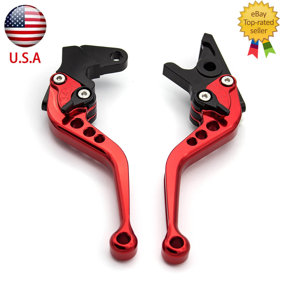 For Yamaha Kawasaki Honda Benelli Red CNC Brake Clutch Levers Adjustable Short