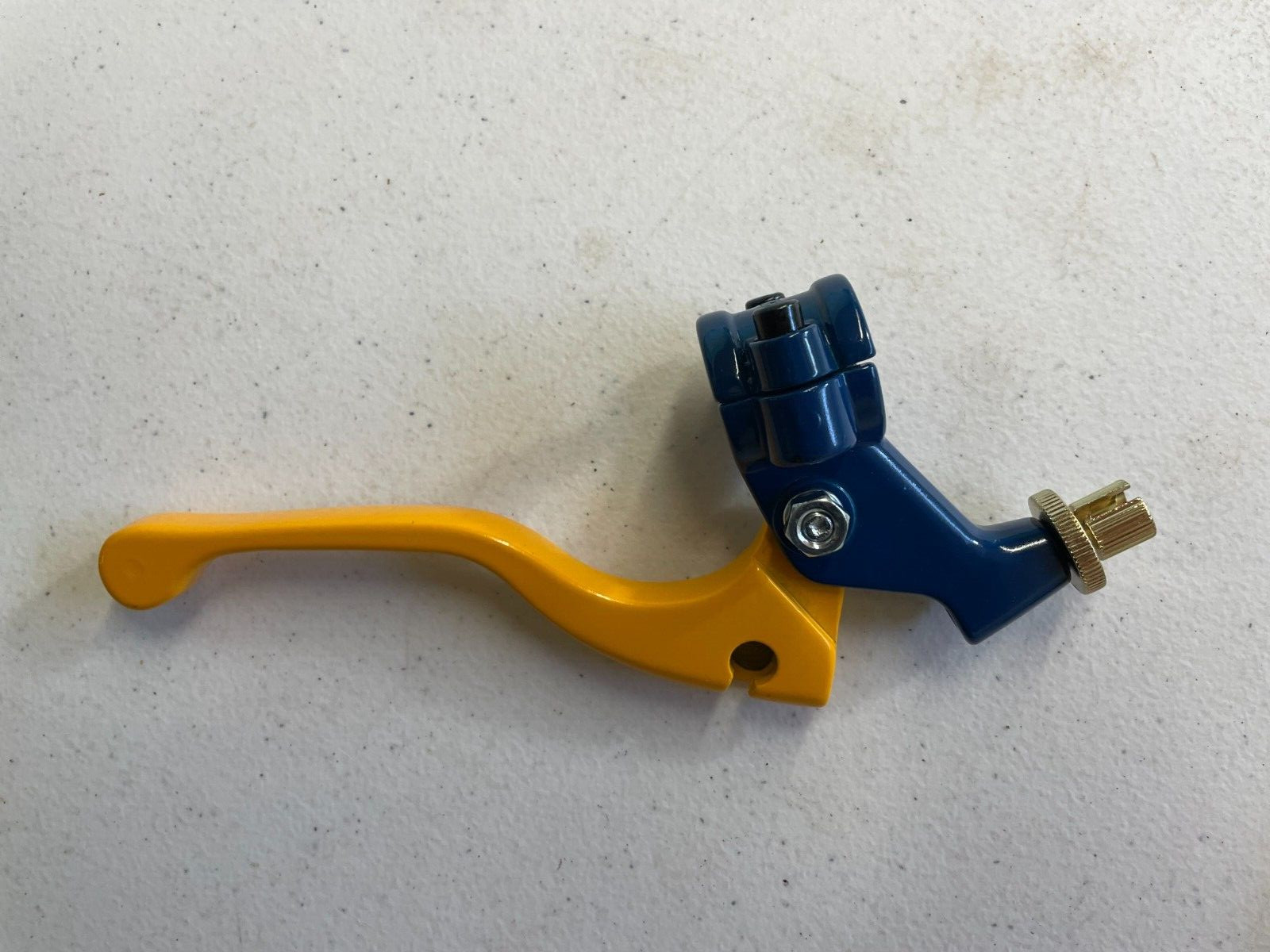 BLUE + YELLOW SHORTY CLUTCH + BRAKE LEVER / PERCH ASSEMBLY SUZUKI DIRT BIKES