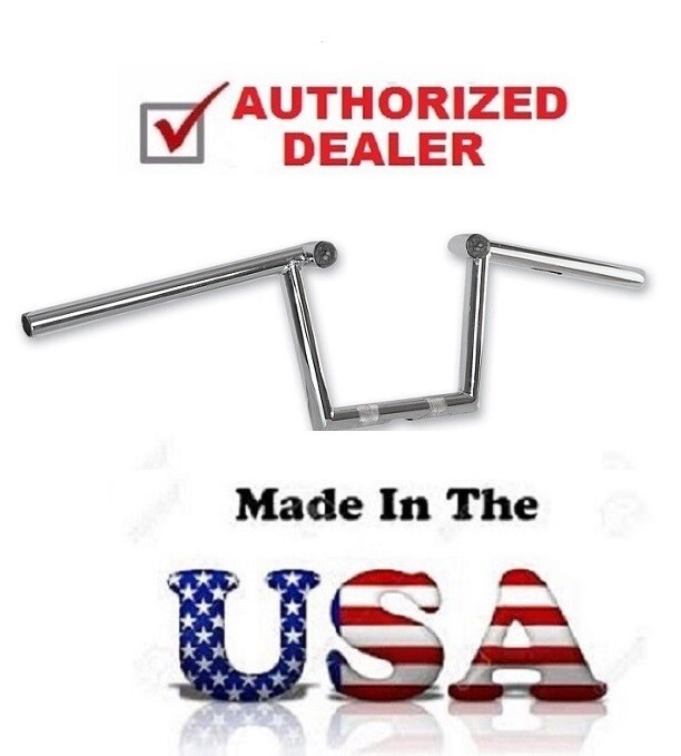 Paughco Chrome Handlebar Built-in LED’s 8″ Rise 1 1/4 Inch Z Bars Harley H42Z8C