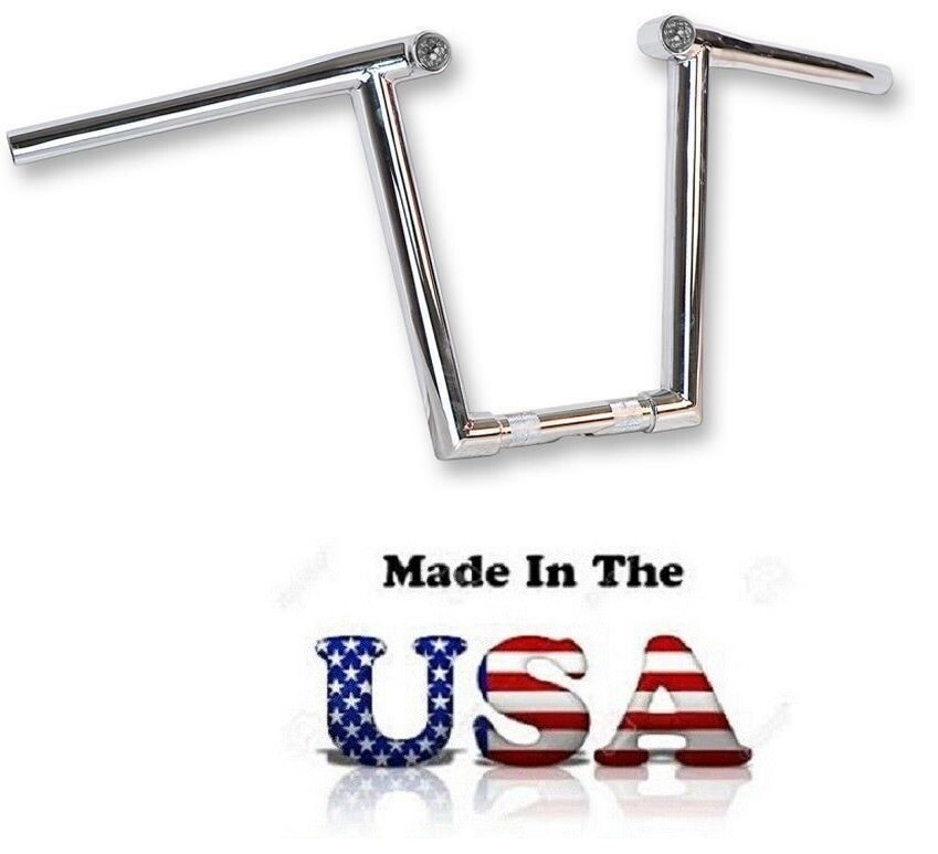 12 Inch Ape Hangers w/ LED Lights 1 1/4″ Z Bar Chrome Handlebar Paughco Harley