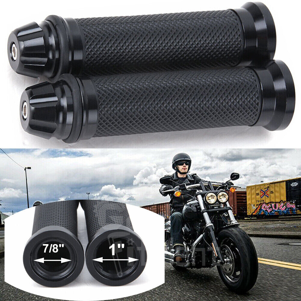 Motorcycle 7/8″ Hand Grips Handle Bar Rubber Gel For Honda Yamaha Kawasaki Black