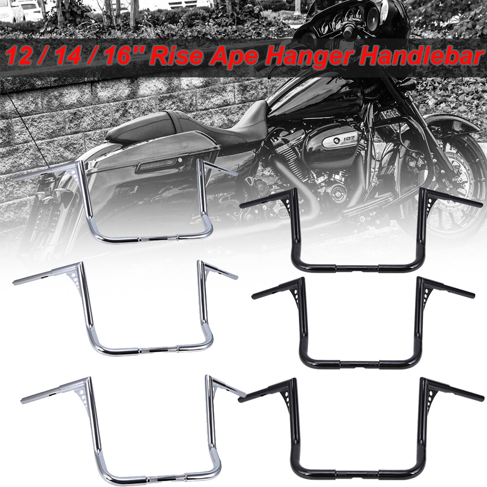 12 14 16″ 18″ Rise Ape Hanger HandleBar For Harley Touring Electra Street Glide