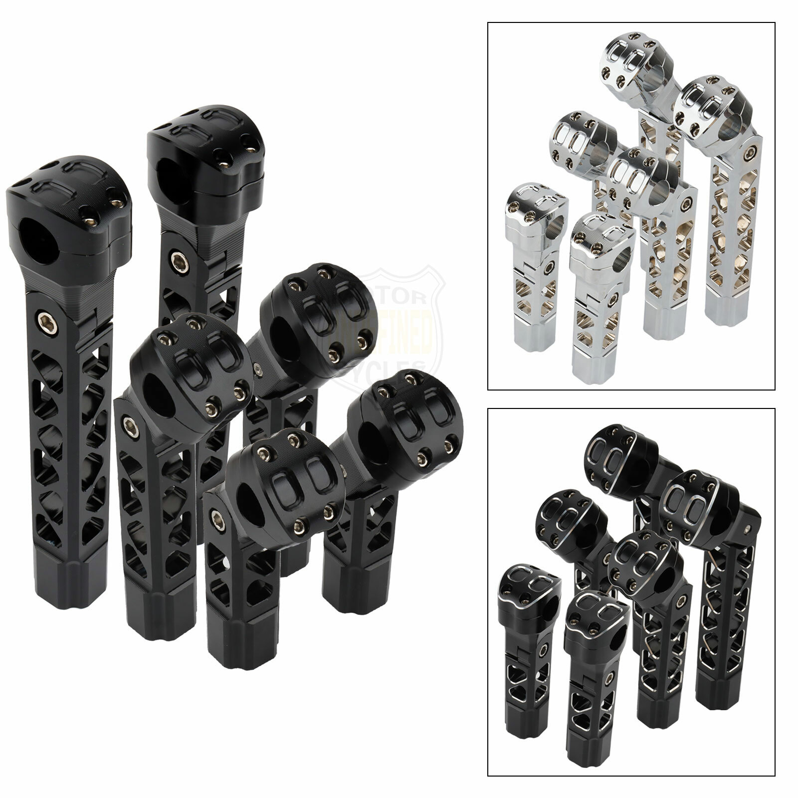 CNC 6.5/8.5/10.5″ Tall Handlebar Riser Clamp For Harley Dyna Softail Road Glide
