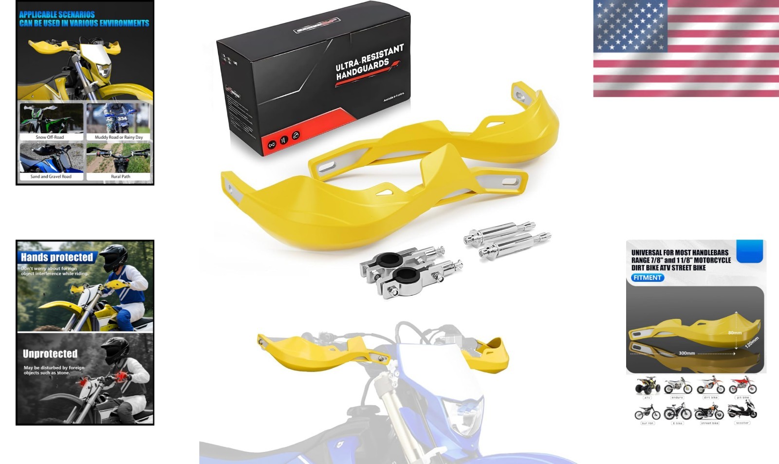 Universal Dirt Bike Hand Guards – Durable 6061 Aluminum & PP Plastic – Yellow