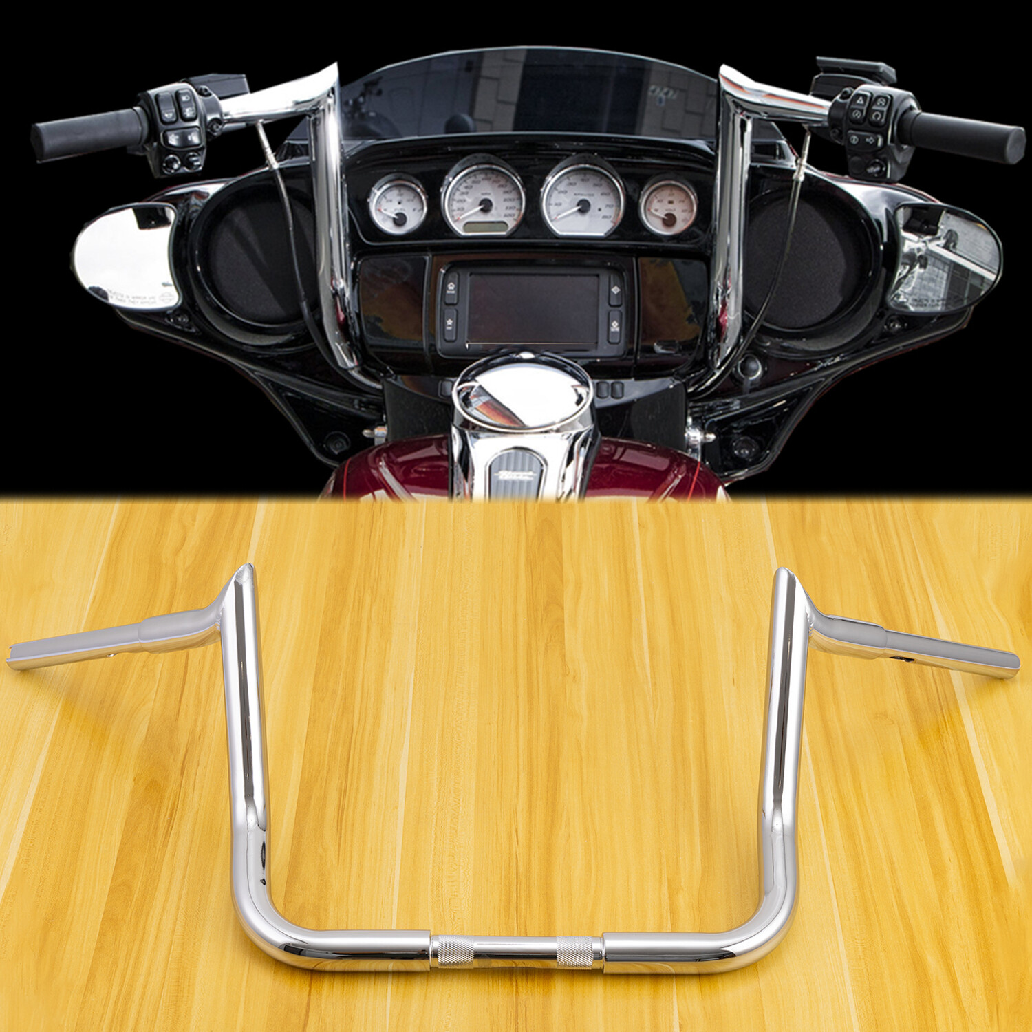 12″ Meathook Ape Hanger Handlebar Fit For Harley Street Glide Electra Glide CVO