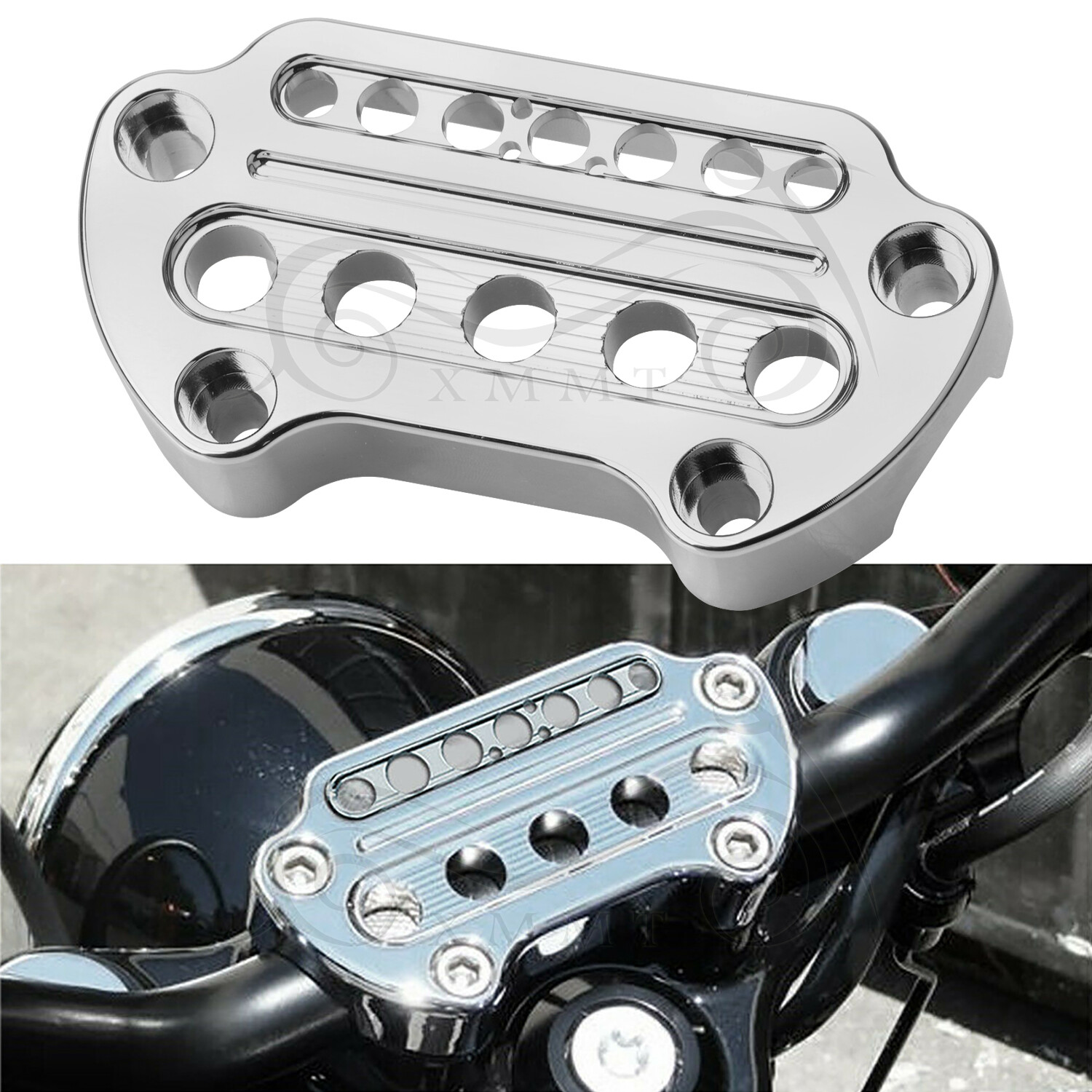 Chrome CNC Aluminium Indicator Handlebar Top Clamp For Harley Sportster XL Dyna