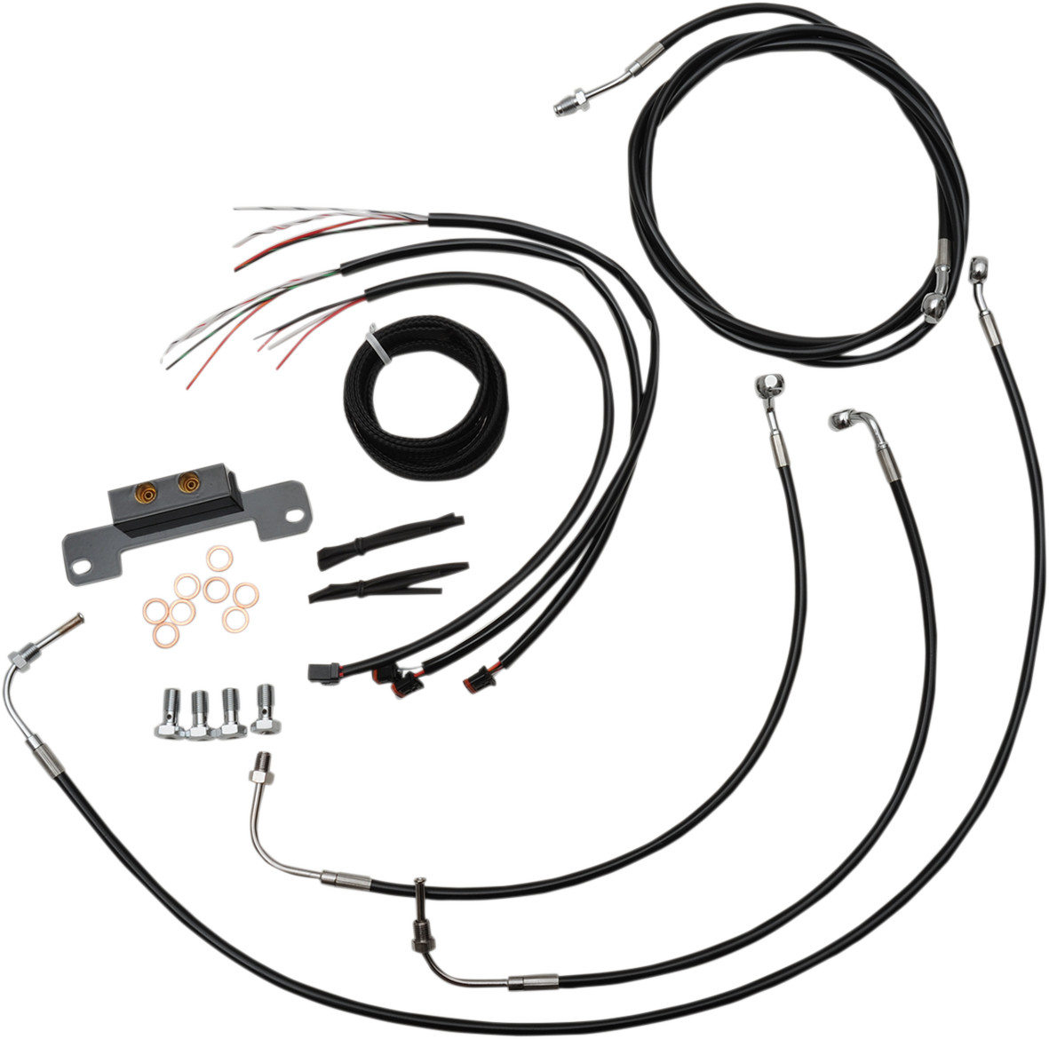 La Choppers Black Vinyl Braided Brake Line Kit 18-20in LA-8055KT2-19B 17-20