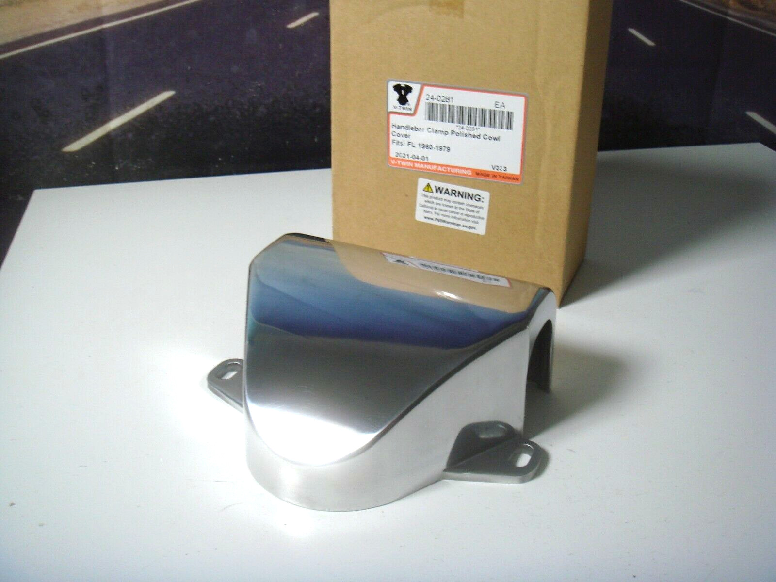 Harley FL Handlebar Clamp Cover Polished 60-79 Cowl Pan Shovel V-Twin 24-0281 X8