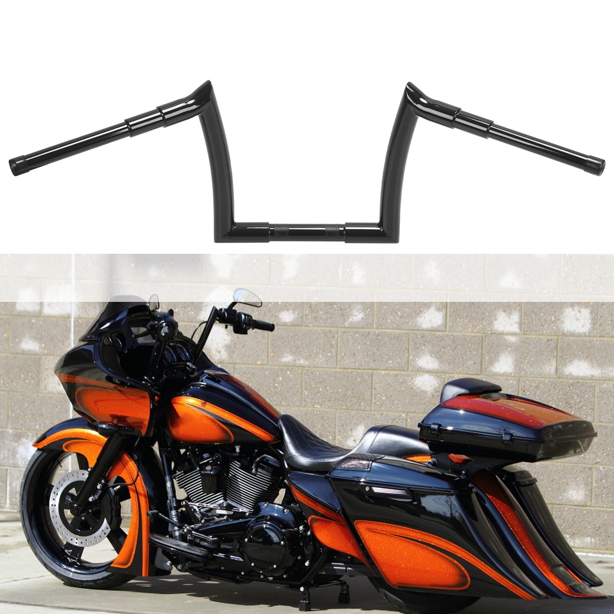 Black Chrome 10″ 12″ 14″ 16″ Rise For Harley Road Glide Meathook Bars Handlebar