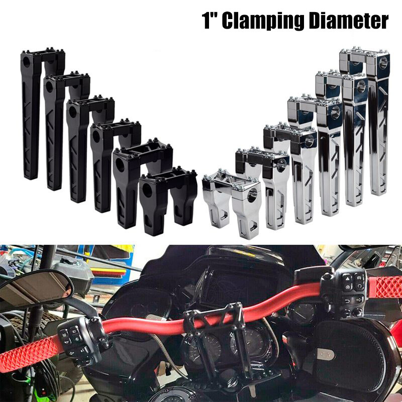 Club Style Upright Handlebar Riser For Harley Softail Dyna Touring 1″ Clamp Bar