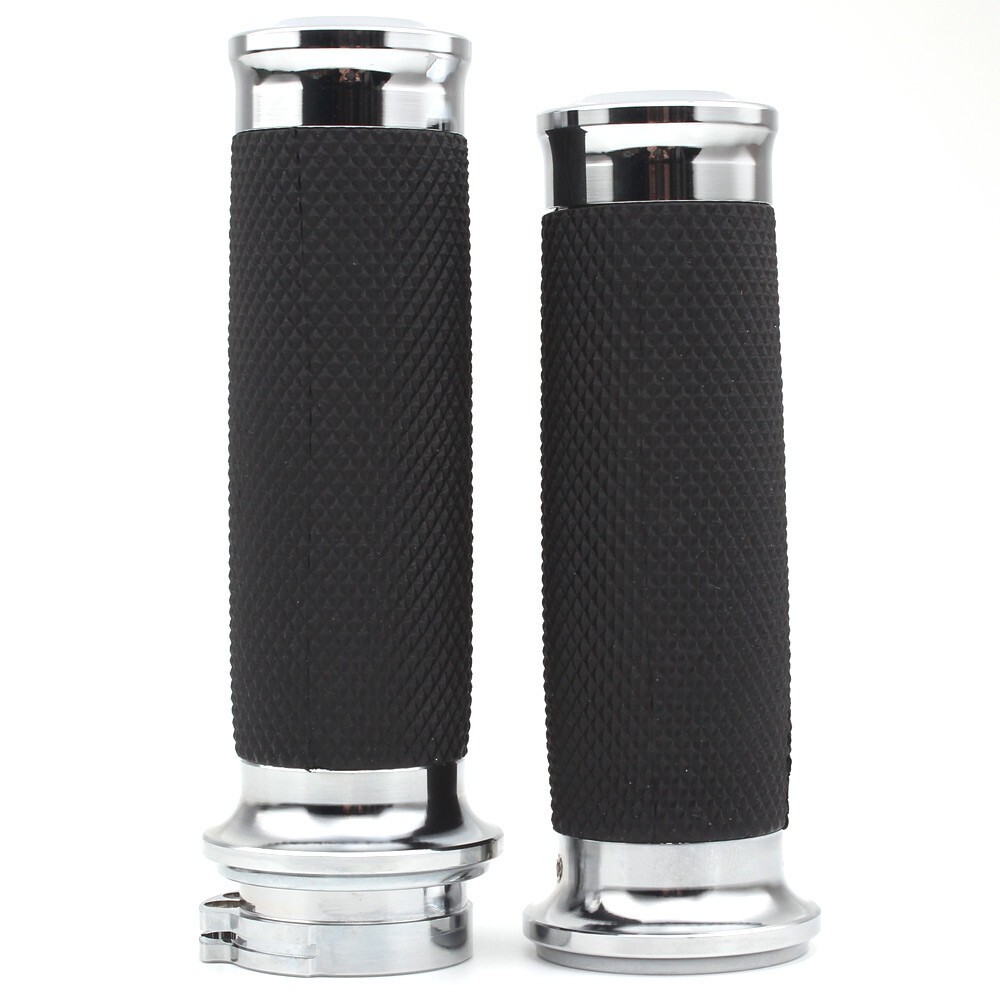 Hand Grips 1″ Motorcycle Handlebar Grips Cable Throttle Fit for Harley Dyna NEW
