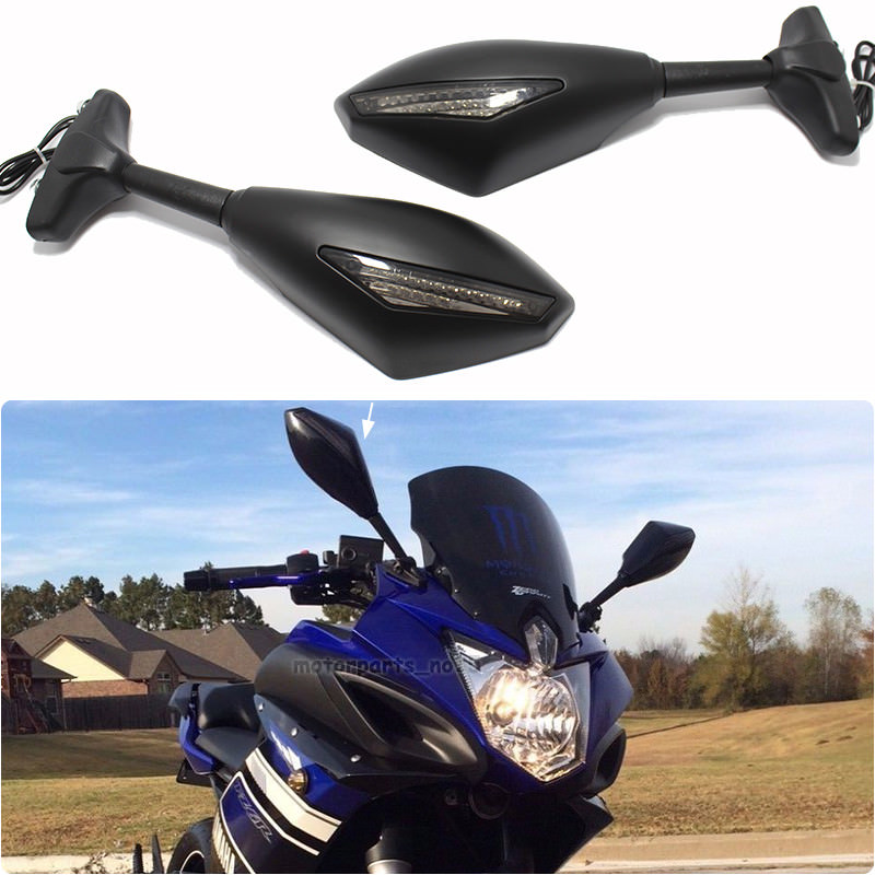 Arrow LED Turn Signals Motorcycle Mirrors Matte For Yamaha FZ6R YZF R6 YZF600 US