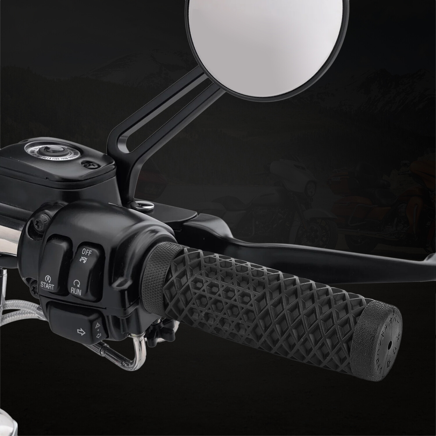 1″ 25mm Motorcycle Handlebar Rubber Hand Grips Black For Harley Bobber Chopper