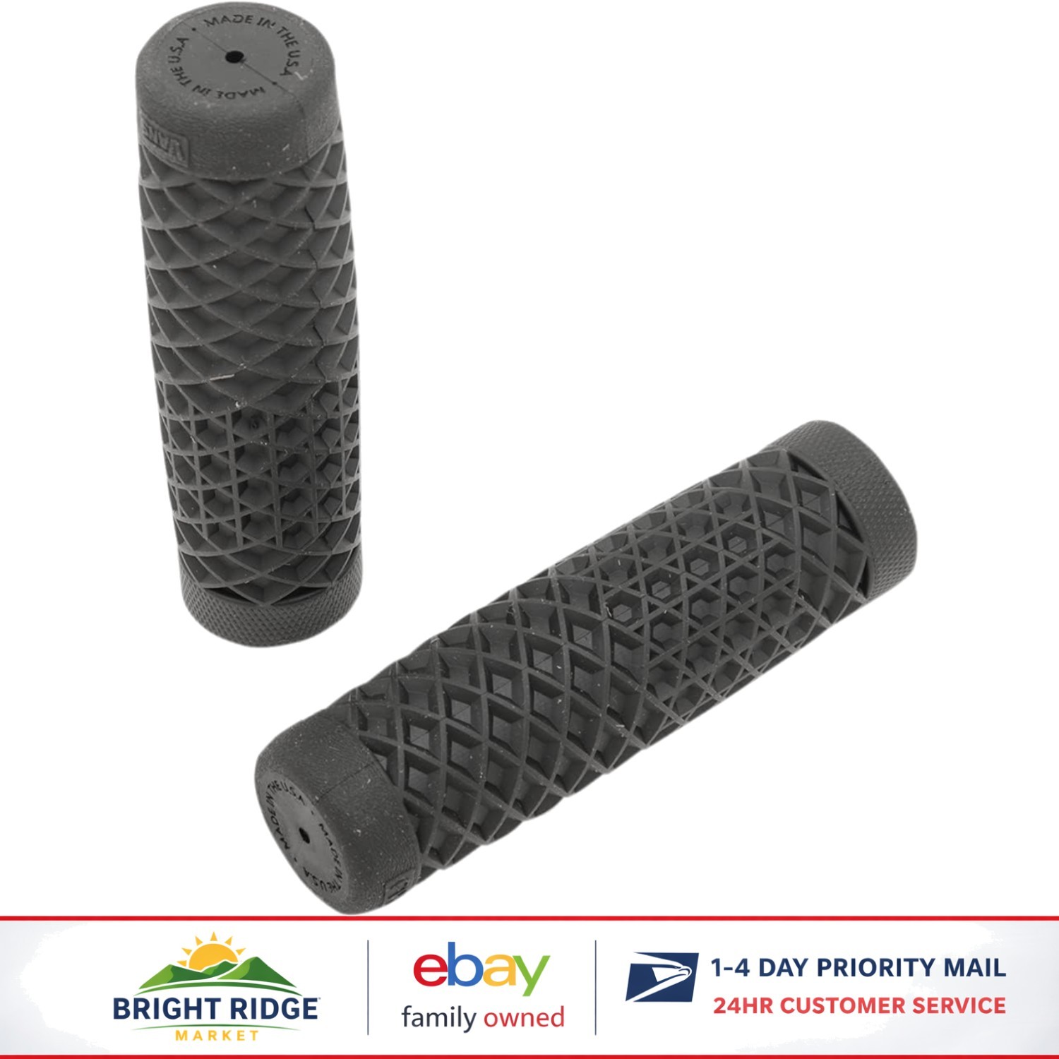 Durable Rubber Motorcycle Hand Grips, 1 Inch Compatible with Street Bikes
