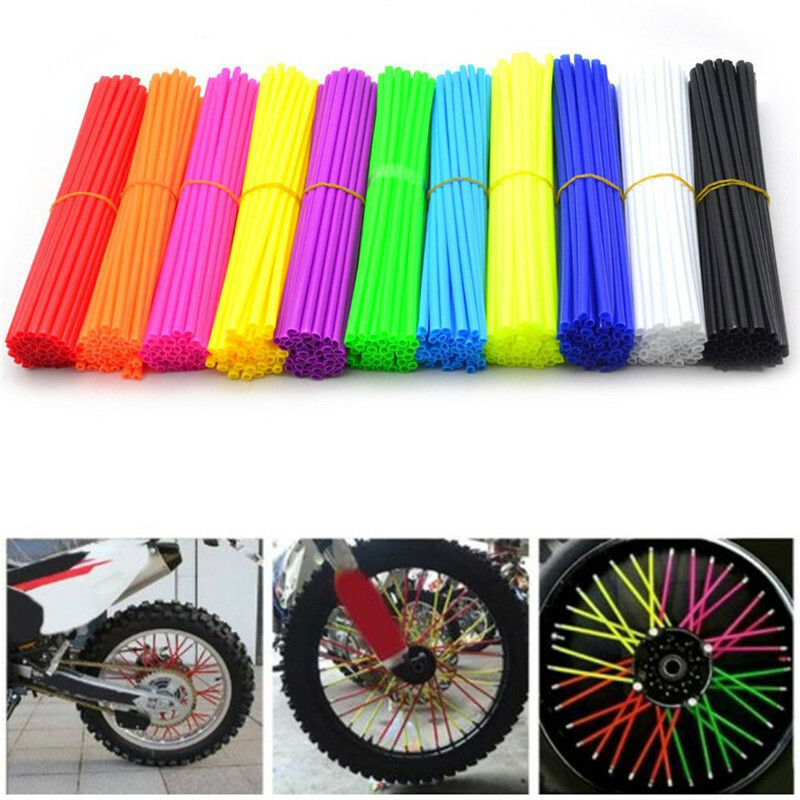 US 72pcs Spoke Wraps Skins Covers Motocross Dirt Bike Wheel Rim Guard Protector