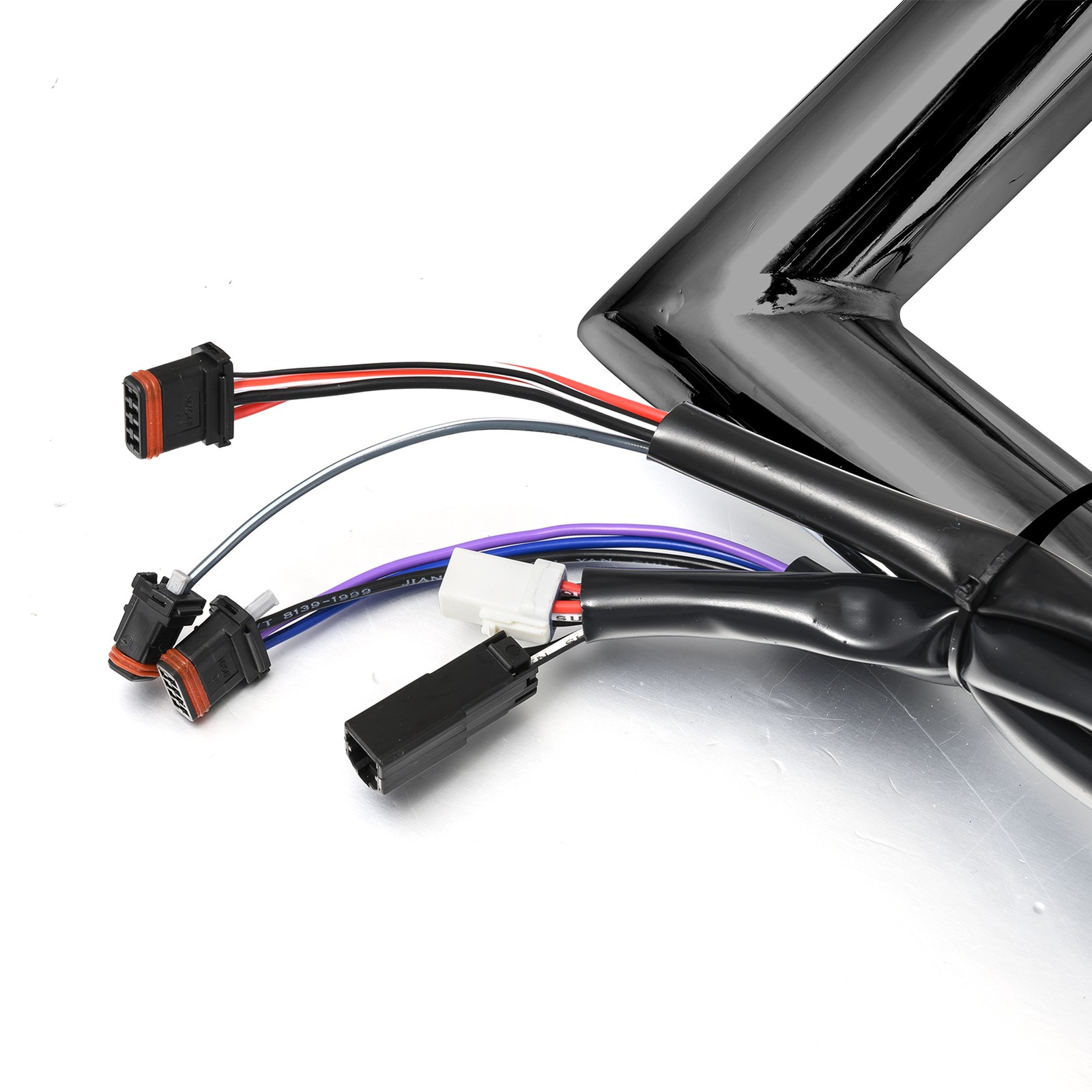 Black Steel pre-wired APE Hanger Bar-sharp For Harley Softail Fat Boy 2018-2024