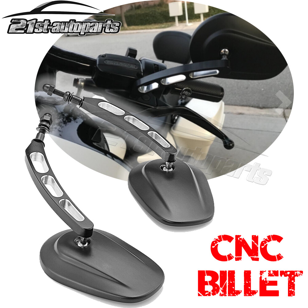 Gloss Black Edge Cut Mirrors Motorcycle Cruiser For Harley Davidson Street Glide