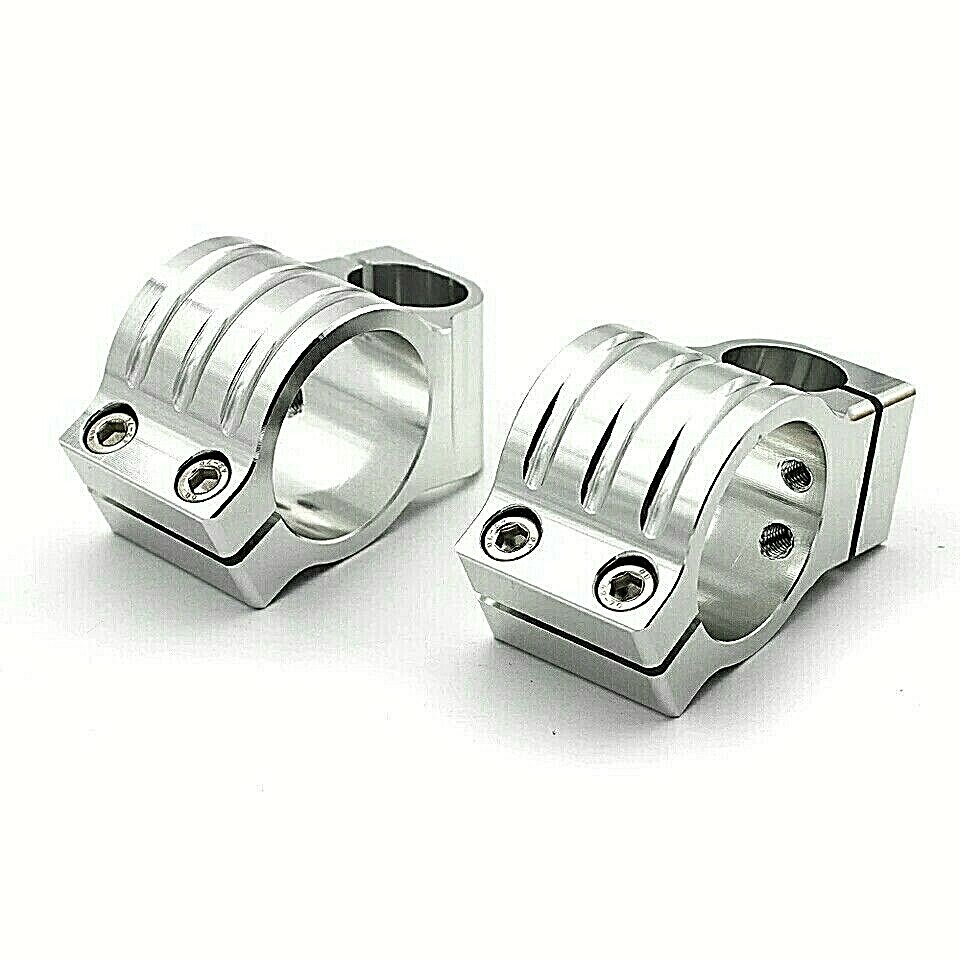41mm MOTORCYCLE CLIP ONS Handlebars Fork Tube SILVER/ALLOY