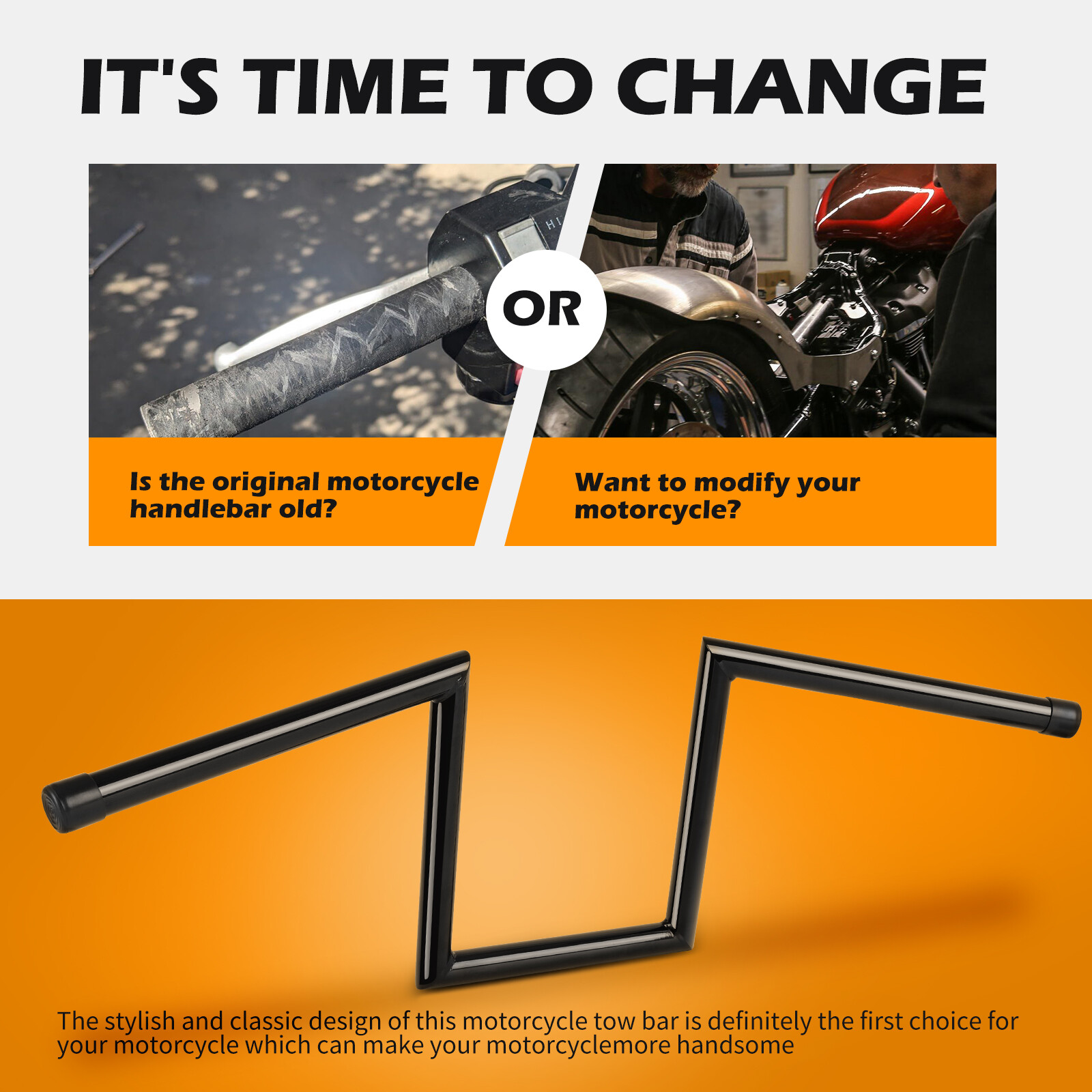10″ Rise 1″ Z-Bar Ape Hanger Handlebar For Yamaha V Star XVS 650 950 1100 1300