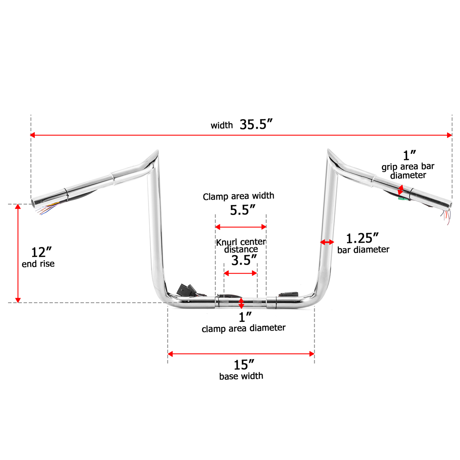 Pre-Wired 12″ Rise Meat Hook Ape Hanger Handlebar For Harley Street Glide 08-13