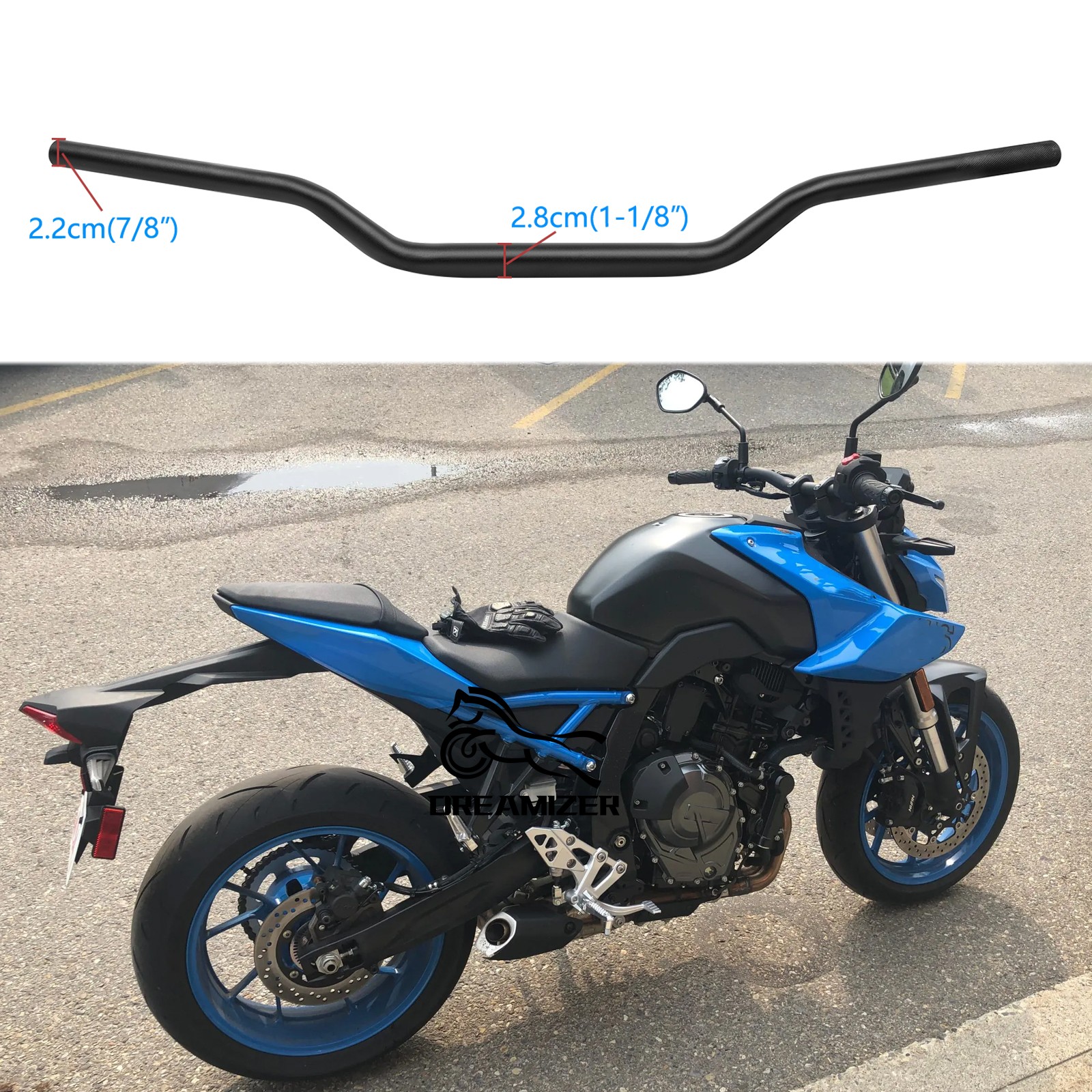 28mm 1-1/8″ Fat Bar Motorcycle Handlebars For Suzuki GSX-8S SV650 V-Strom 650