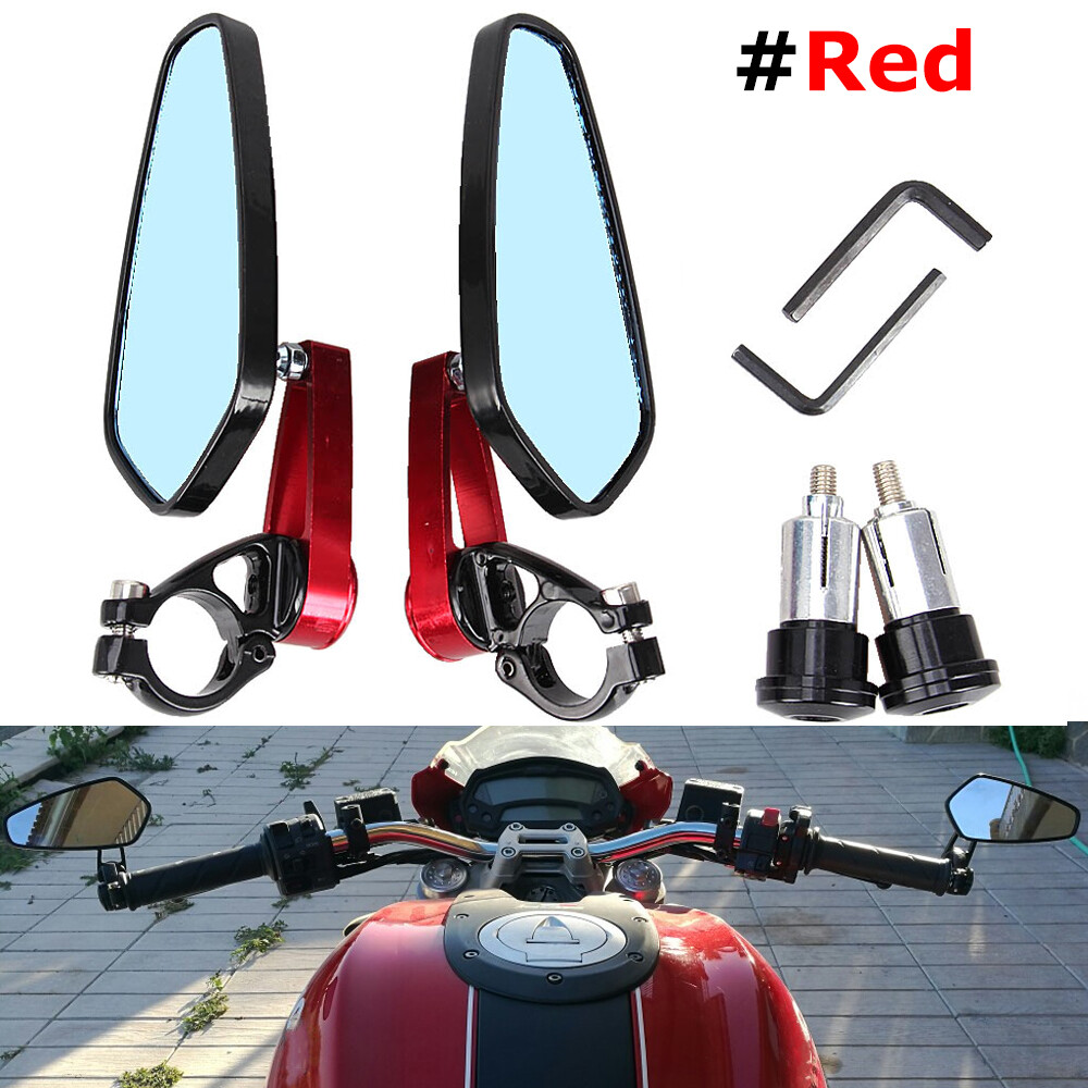 Universal Motorcycle 7/8″ 22mm Handle Bar End Rearview Side Mirrors Aluminum 2X