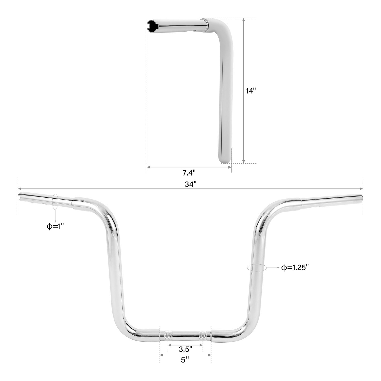 12” 14” 16″ 18” Rise 1-1/4″ Ape Hanger Handlebar Fit For Harley Softail Dyna