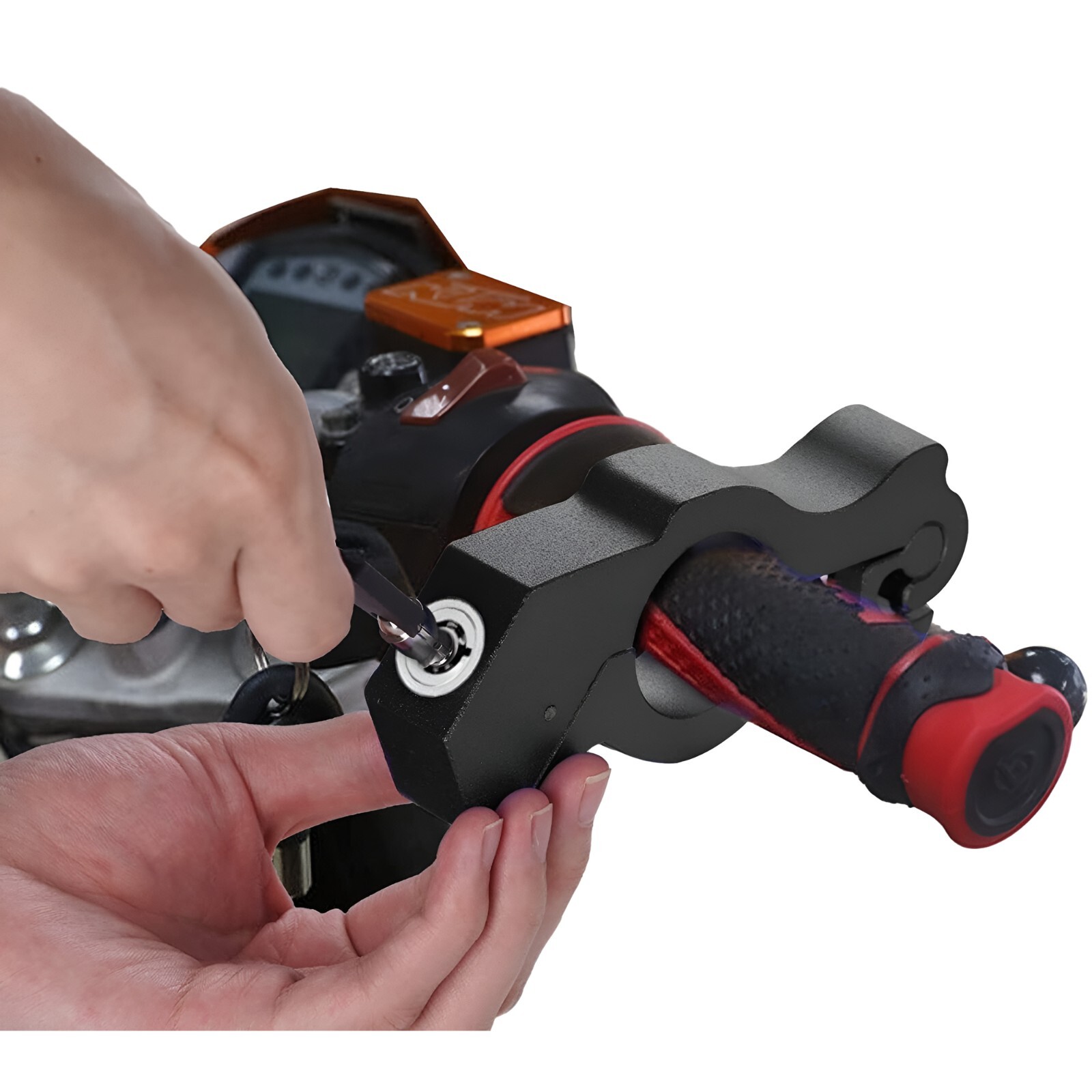 Motorcycle Handlebar Grip Lock Anti Theft Throttle Clutch Brake Lock with 2 Keys