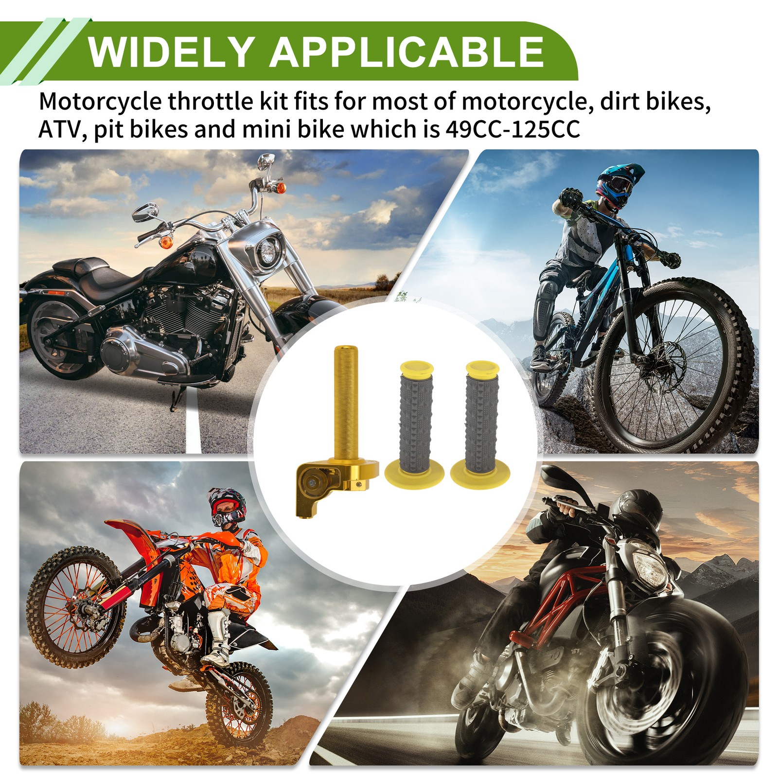 22mm Throttle Grip Plastic Aluminum Alloy motorcycle throttle grip Gold Tone