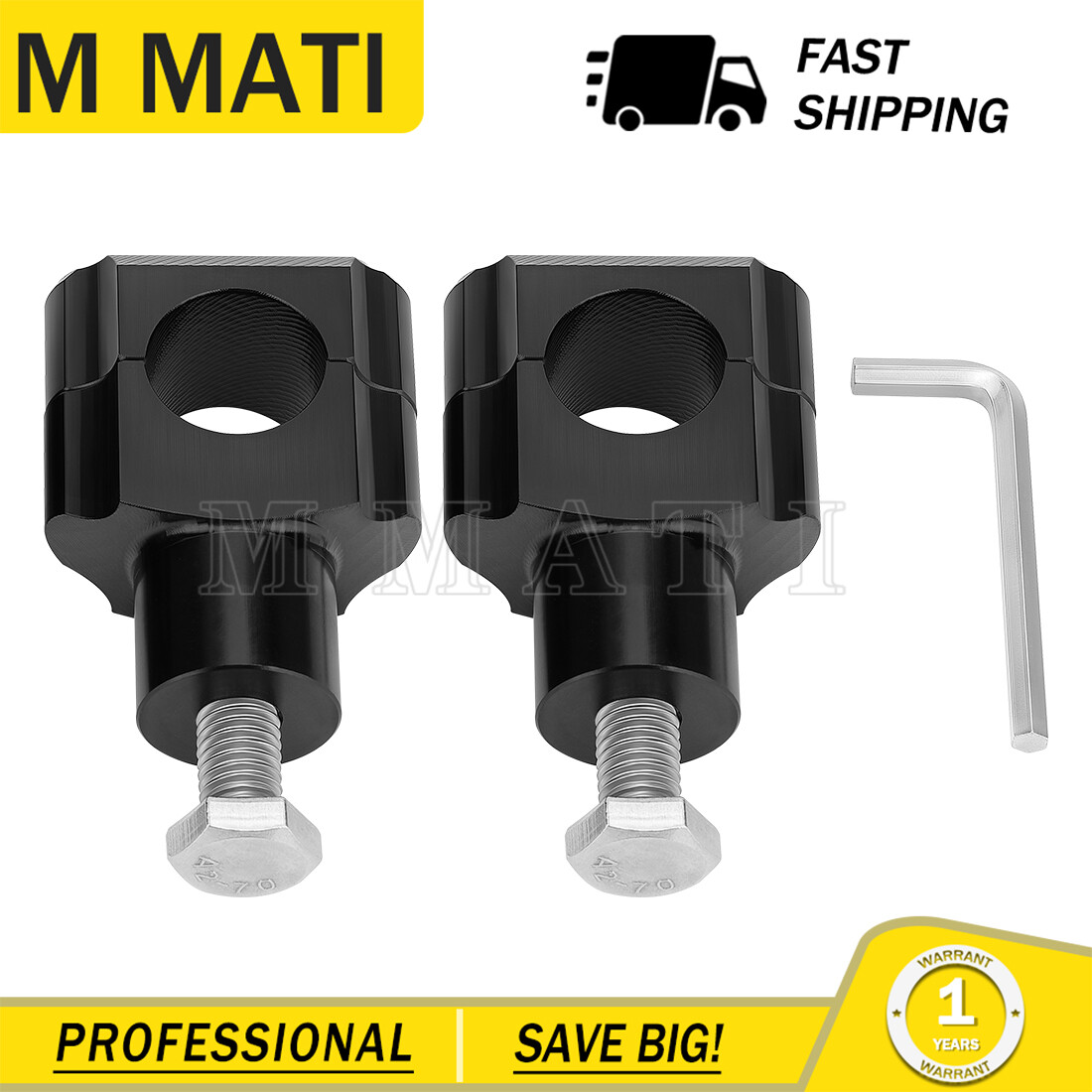 2pcs 1″ 25mm Handlebar Universal Motorcycle Riser Mount Handle Bar Clamp Adapter