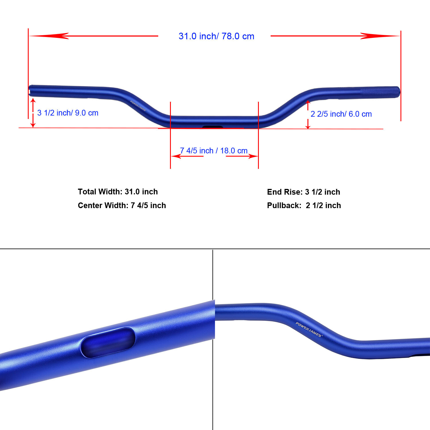 1.0″ Blue Straight Handlebar for Harley Softail Standard Street Bob Low Rider ST