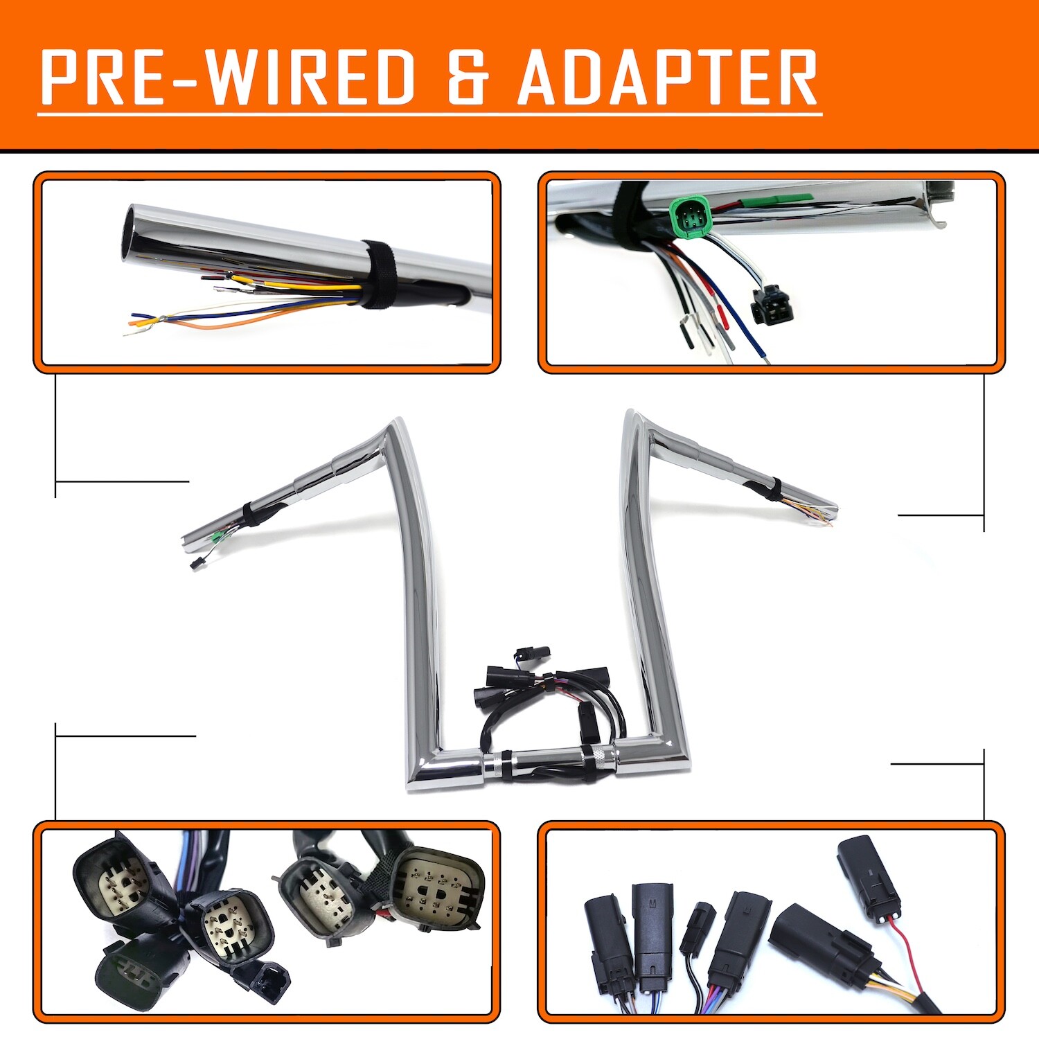 Chrome 16″ Rise Prewired 32mm Handlebar For 08-13 FLHRC Road King Classic (Spike